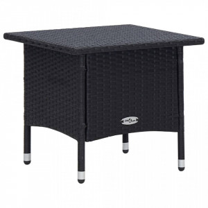 Set mobilier de grădină cu perne, 3 piese, negru, poliratan - Img 7
