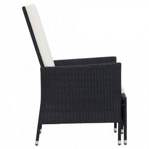 Set mobilier de grădină cu perne, 3 piese, negru, poliratan - Img 8