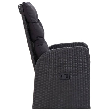 Set mobilier de grădină cu perne, 3 piese, negru - Img 5