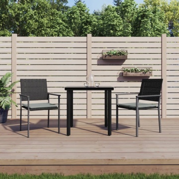 Set mobilier de grădină cu perne, 3 piese, poliratan și oțel - Img 1