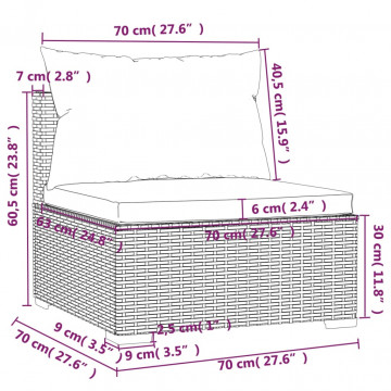 Set mobilier de grădină cu perne, 4 piese, gri, poliratan - Img 7