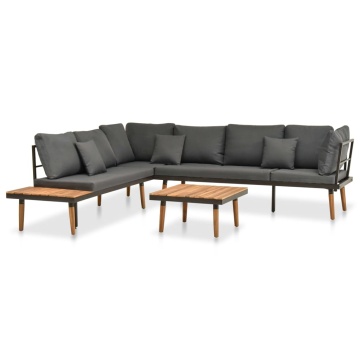 Set mobilier de grădină cu perne, 4 piese, lemn masiv de acacia - Img 1