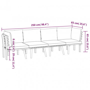 Set mobilier de grădină cu perne, 4 piese, lemn masiv de acacia - Img 7