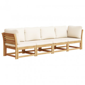 Set mobilier de grădină cu perne, 4 piese, lemn masiv de acacia - Img 2