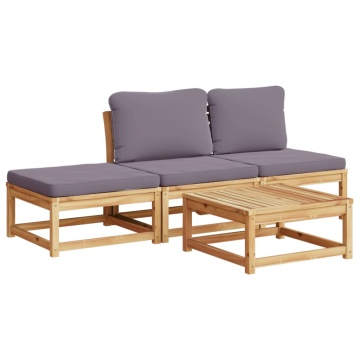 Set mobilier de grădină cu perne, 4 piese, lemn masiv de acacia - Img 2