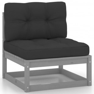Set mobilier de grădină cu perne, 4 piese, lemn masiv de pin - Img 4