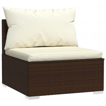 Set mobilier de grădină cu perne, 4 piese, maro, poliratan - Img 3