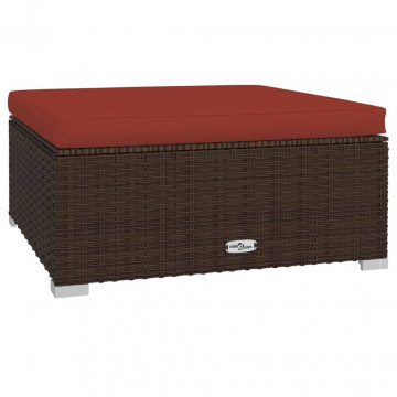 Set mobilier de grădină cu perne, 4 piese, maro, poliratan - Img 6