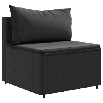 Set mobilier de grădină cu perne, 4 piese, negru, poliratan - Img 4