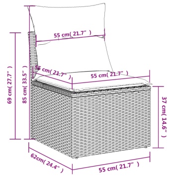 Set mobilier de grădină cu perne, 4 piese, negru, poliratan - Img 7