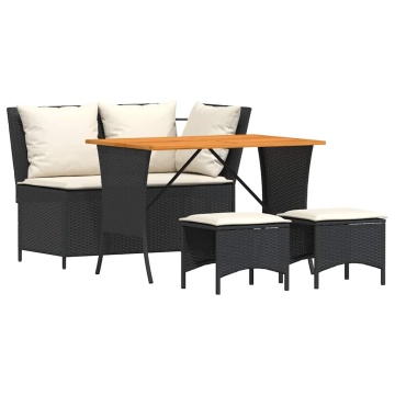 Set mobilier de grădină cu perne, 4 piese, negru, poliratan - Img 2