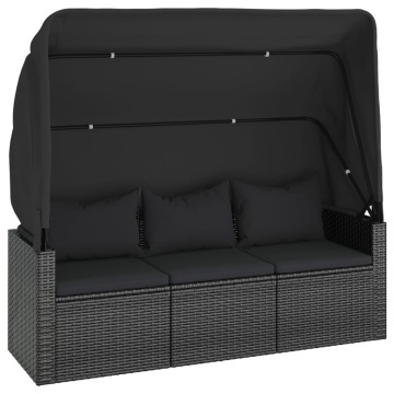 Set mobilier de grădină cu perne, 4 piese, negru, poliratan - Img 8