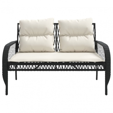 Set mobilier de grădină cu perne, 4 piese, negru, poliratan - Img 6