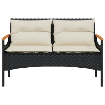 Set mobilier de grădină cu perne, 4 piese, negru, poliratan - Img 4