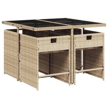 Set mobilier de grădină cu perne, 5 piese, bej, poliratan - Img 3