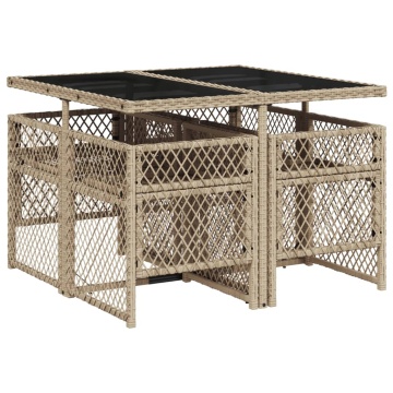 Set mobilier de grădină cu perne, 5 piese, bej, poliratan - Img 8