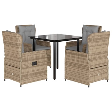 Set mobilier de grădină cu perne, 5 piese, bej, poliratan - Img 2