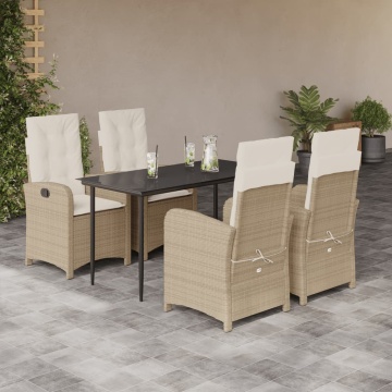 Set mobilier de grădină cu perne, 5 piese, bej, poliratan - Img 1