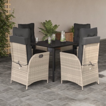 Set mobilier de grădină cu perne, 5 piese gri deschis poliratan - Img 1