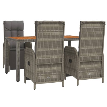 Set mobilier de grădină cu perne, 5 piese, gri, poliratan - Img 3