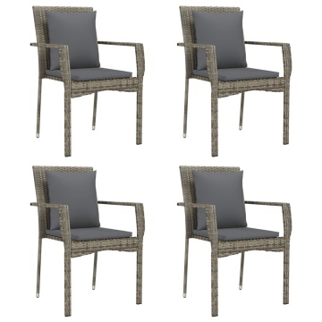 Set mobilier de grădină cu perne, 5 piese, gri, poliratan - Img 4