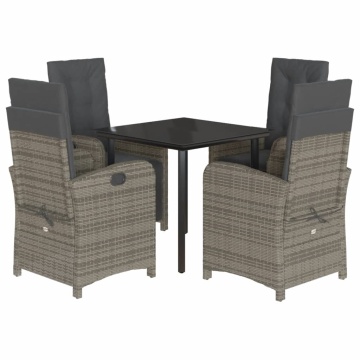 Set mobilier de grădină cu perne, 5 piese, gri, poliratan - Img 2