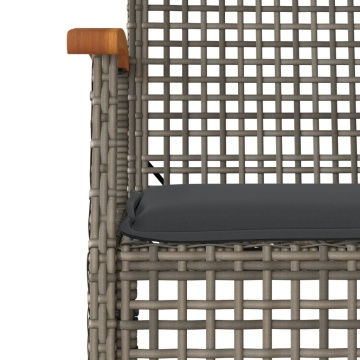 Set mobilier de grădină cu perne, 5 piese, gri, poliratan - Img 8