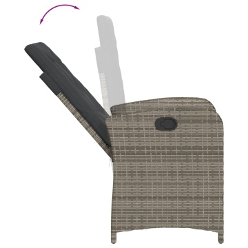 Set mobilier de grădină cu perne, 5 piese, gri, poliratan - Img 5