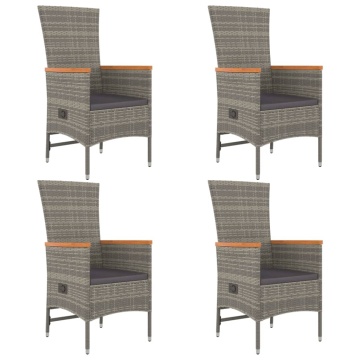 Set mobilier de grădină cu perne, 5 piese, gri, poliratan - Img 4