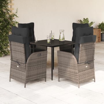 Set mobilier de grădină cu perne, 5 piese, gri, poliratan - Img 1