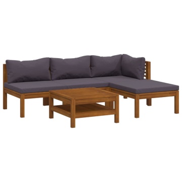 Set mobilier de grădină cu perne, 5 piese, lemn masiv acacia - Img 2