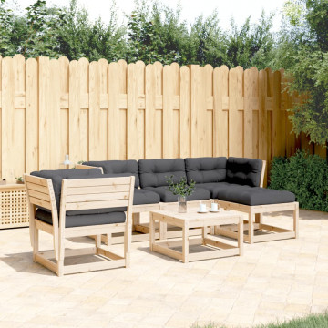 Set mobilier de grădină cu perne, 5 piese, lemn masiv de pin - Img 1