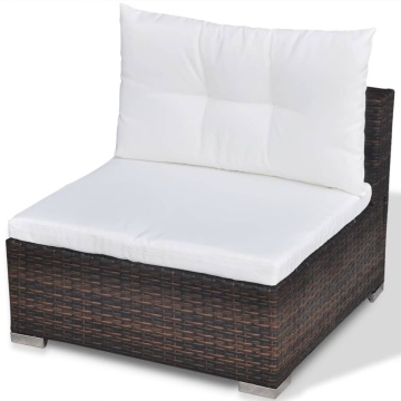 Set mobilier de grădină cu perne, 5 piese, maro, poliratan - Img 7