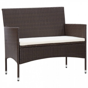 Set mobilier de grădină cu perne, 5 piese, maro, poliratan - Img 8