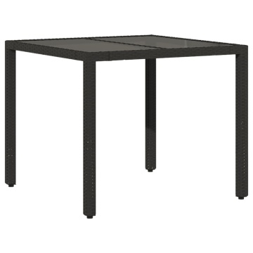 Set mobilier de grădină cu perne 5 piese negru poliratan&sticlă - Img 4