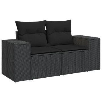 Set mobilier de grădină cu perne, 5 piese, negru, poliratan - Img 3