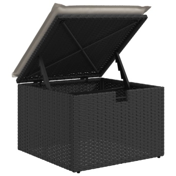Set mobilier de grădină cu perne, 5 piese, negru, poliratan - Img 7