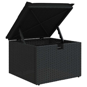 Set mobilier de grădină cu perne, 5 piese, negru, poliratan - Img 7
