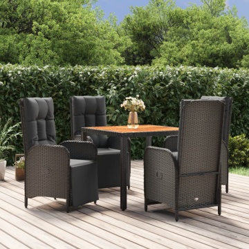 Set mobilier de grădină cu perne, 5 piese, negru, poliratan - Img 1