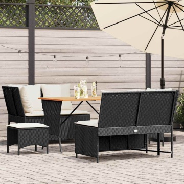 Set mobilier de grădină cu perne, 5 piese, negru, poliratan - Img 1