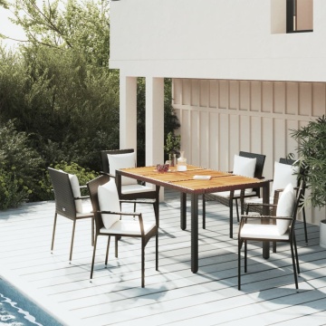 Set mobilier de grădină cu perne, 5 piese, negru, poliratan - Img 1