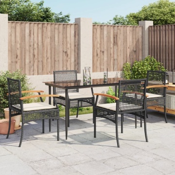 Set mobilier de grădină cu perne, 5 piese, negru, poliratan - Img 1