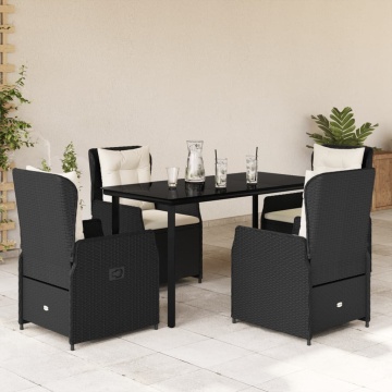 Set mobilier de grădină cu perne, 5 piese, negru, poliratan - Img 1