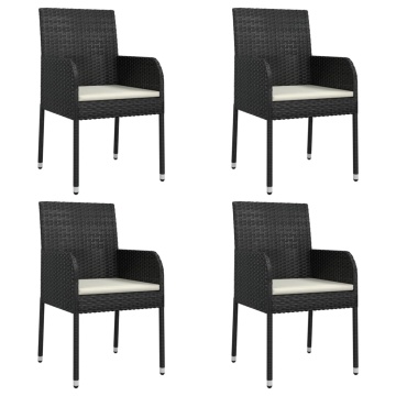 Set mobilier de grădină cu perne, 5 piese, negru, poliratan - Img 4