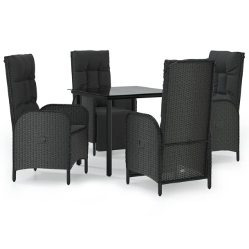Set mobilier de grădină cu perne, 5 piese, negru, poliratan - Img 2