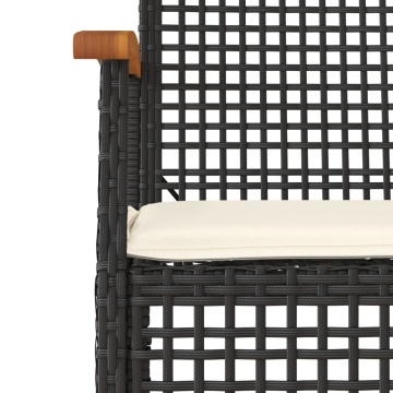 Set mobilier de grădină cu perne, 5 piese, negru, poliratan - Img 4