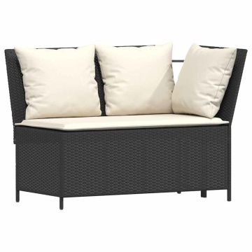 Set mobilier de grădină cu perne, 5 piese, negru, poliratan - Img 6