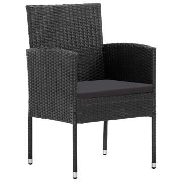 Set mobilier de grădină cu perne, 5 piese, negru, poliratan - Img 8