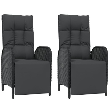 Set mobilier de grădină cu perne, 5 piese, negru, poliratan - Img 8
