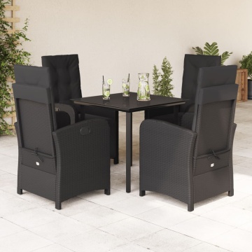 Set mobilier de grădină cu perne, 5 piese, negru, poliratan - Img 1
